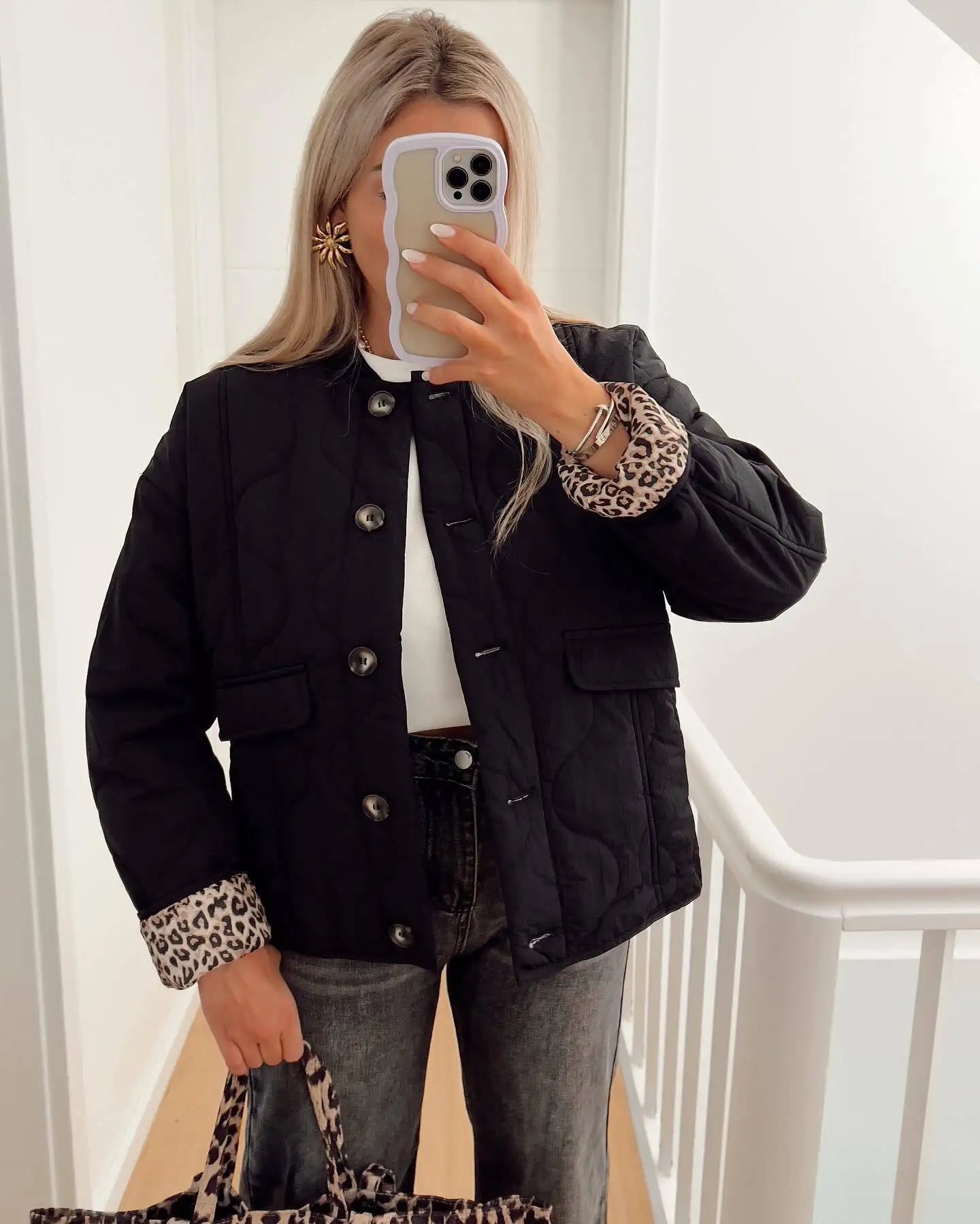 Veste imprimé léopard pour femme, à la mode