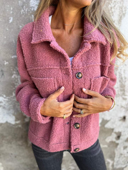 Manteau Femme en Laine d'Agneau à Boutonnage Simple
