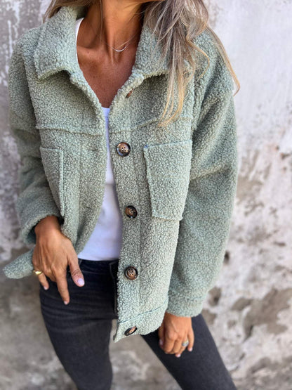 Manteau Femme en Laine d'Agneau à Boutonnage Simple