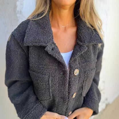 Manteau Femme en Laine d'Agneau à Boutonnage Simple