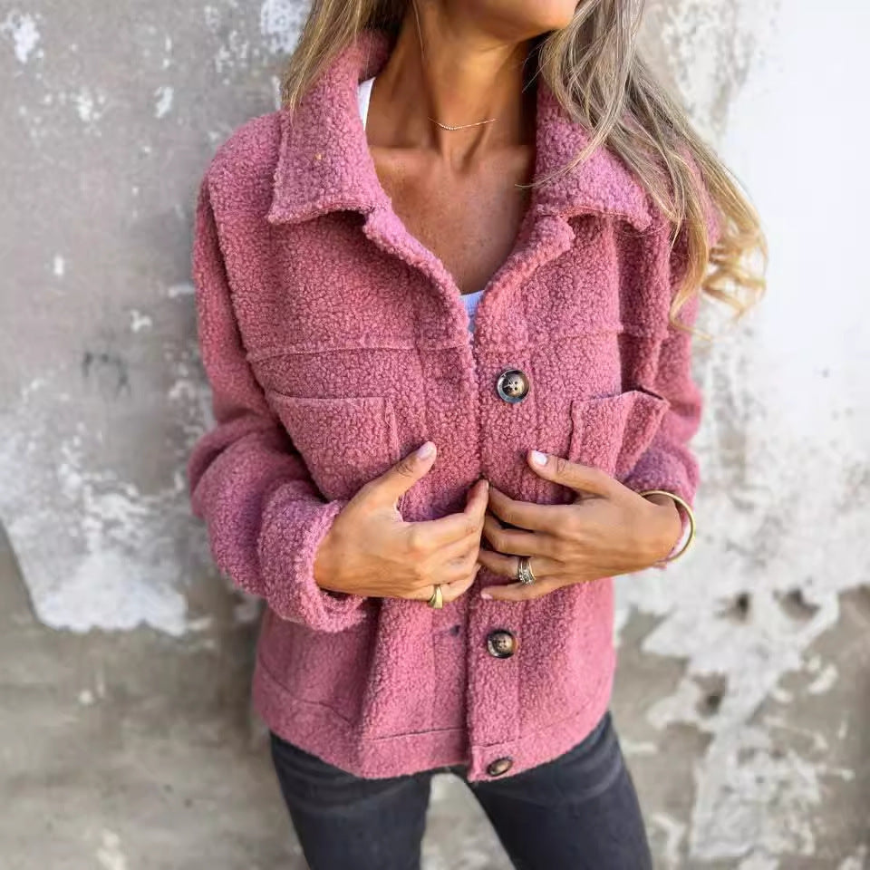Manteau Femme en Laine d'Agneau à Boutonnage Simple
