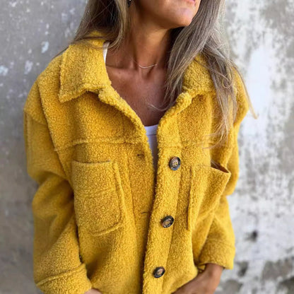 Manteau Femme en Laine d'Agneau à Boutonnage Simple