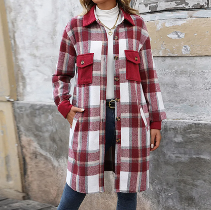 Manteau long à carreaux brossés