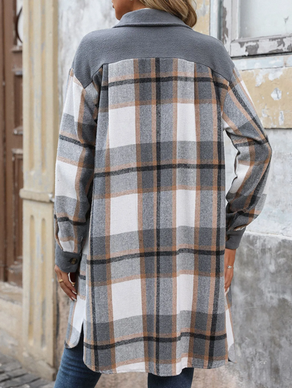 Manteau long à carreaux brossés